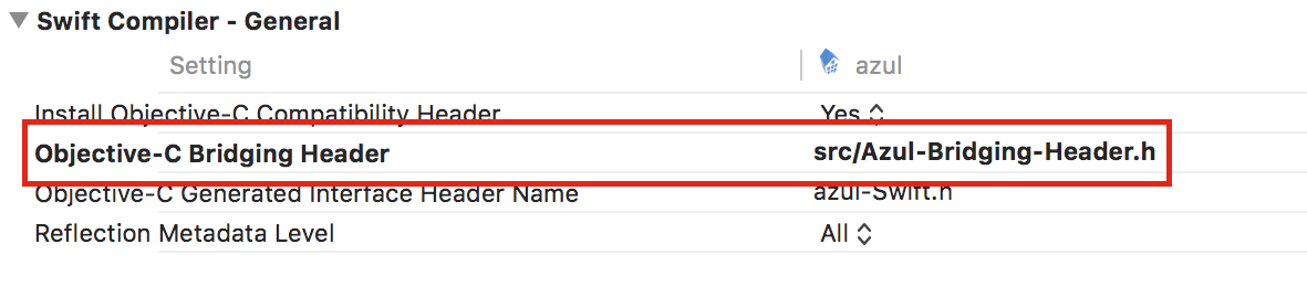 Setting the bridging header in Xcode
