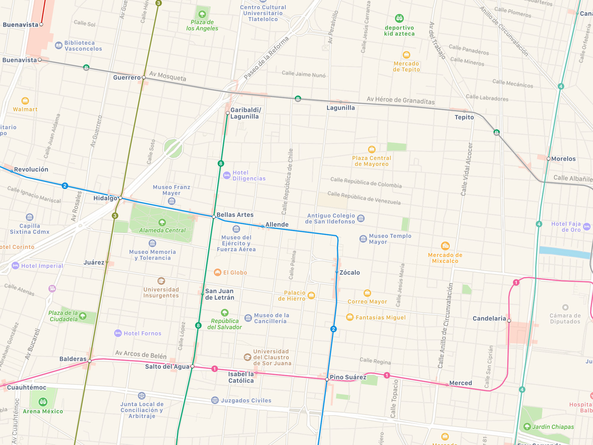 Mexico City in Apple Maps