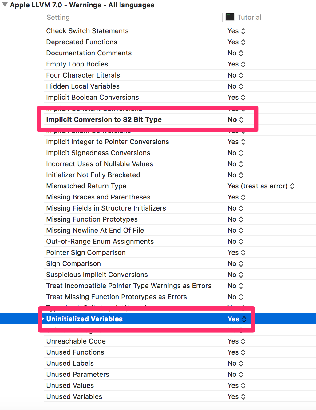 Removing warnings in Xcode